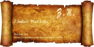 Zámbó Marián névjegykártya